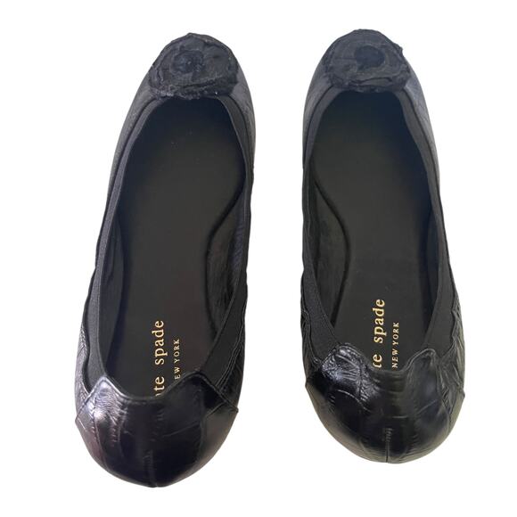 Kate Spade Black Leather Slip On Ballet Flats Size 6.5 - Picture 4 of 8